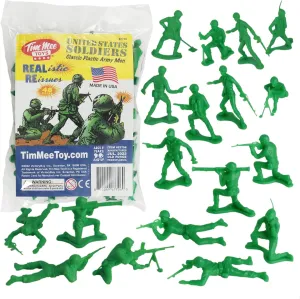 TimMee Plastic Army Men - Green 48pc Toy Soldier Figures - Made in USA