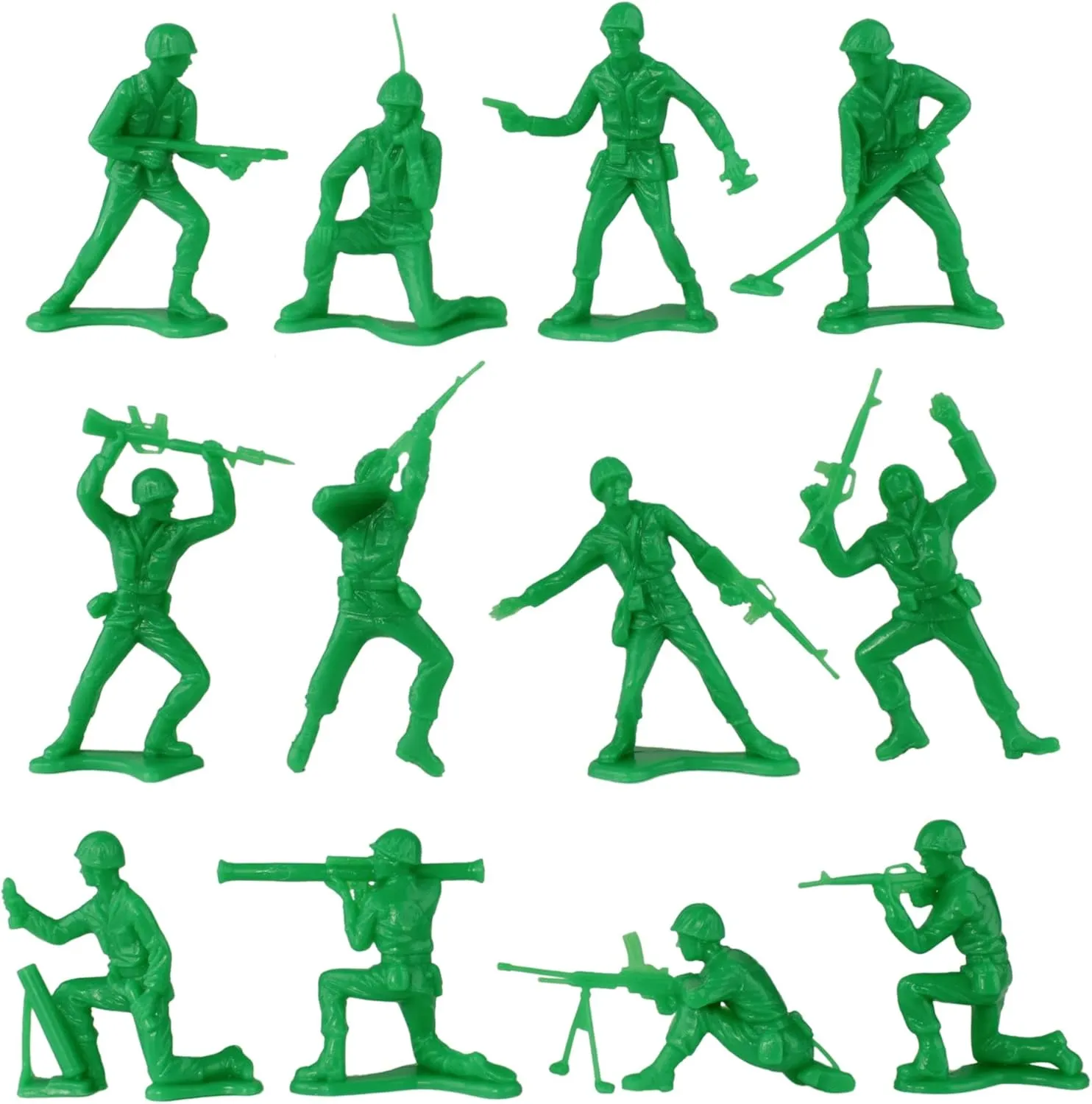 TimMee Plastic Army Men - Green 48pc Toy Soldier Figures - Made in USA