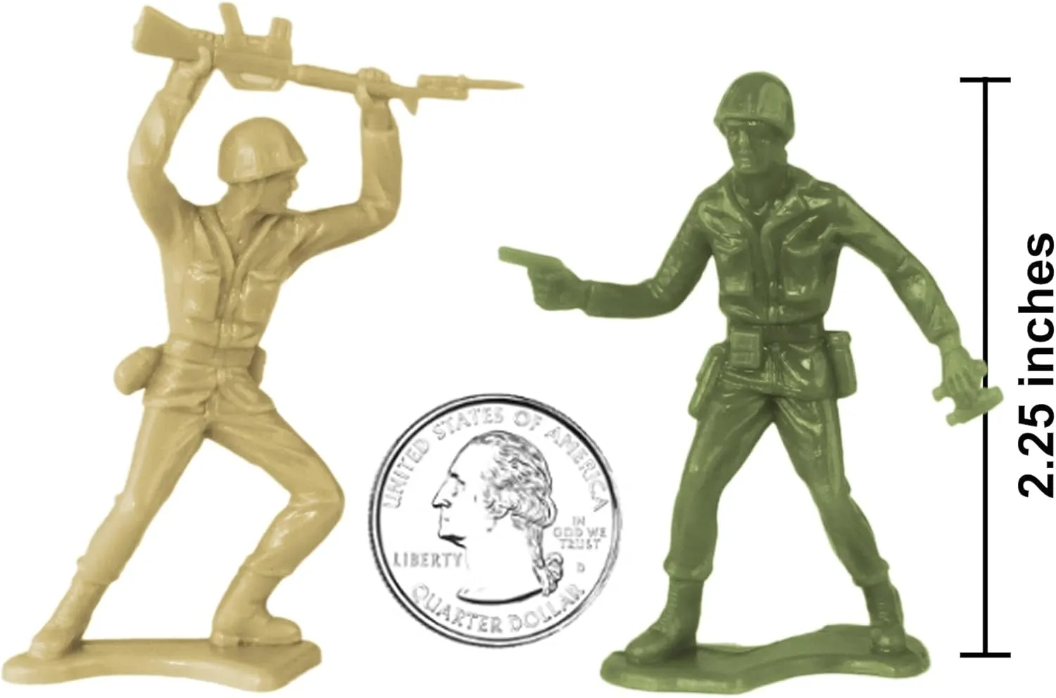 TimMee Plastic Army Men - OD Green vs Tan 48pc Toy Soldier Figures - Made in USA