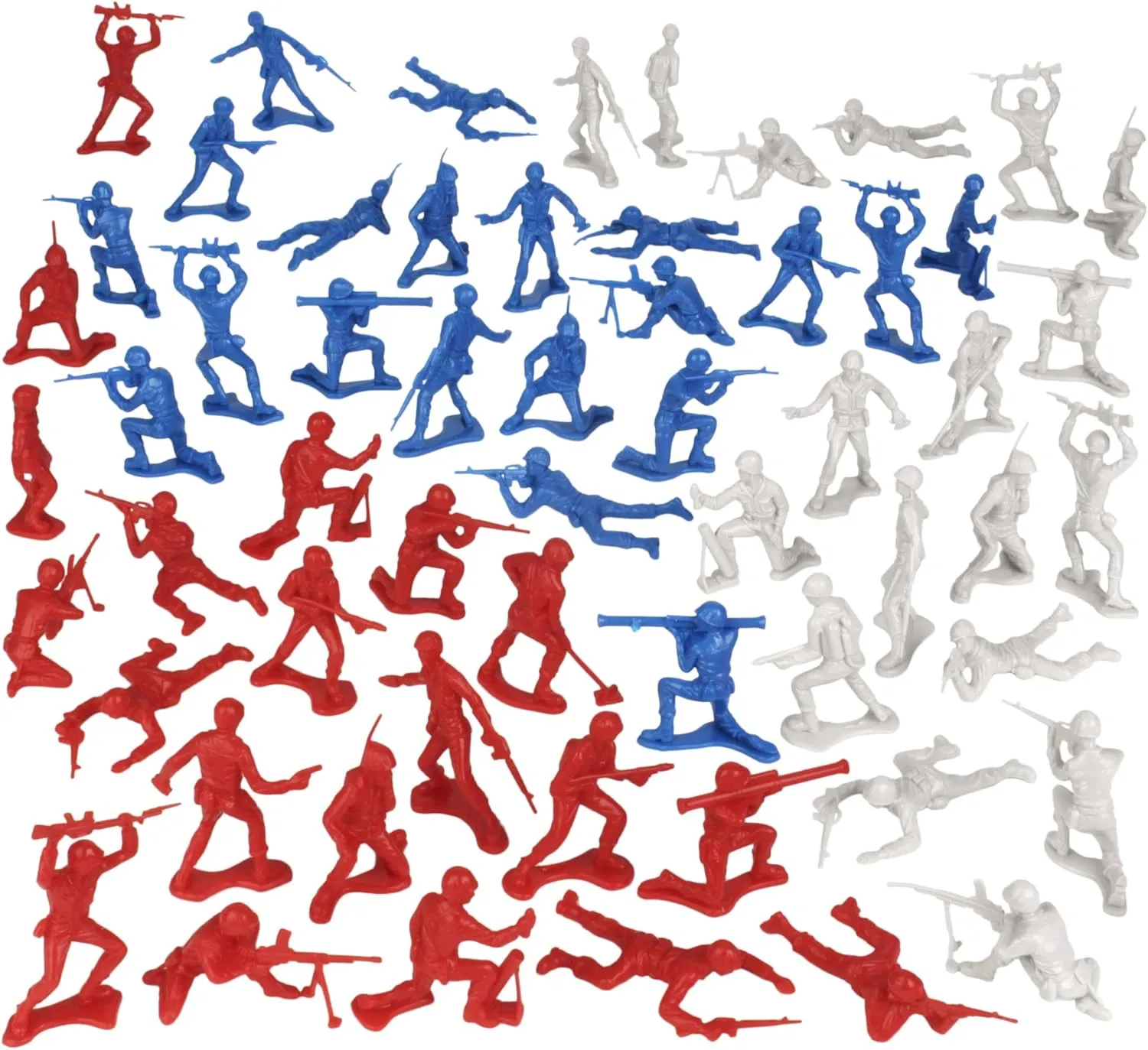 TimMee Plastic Army Men - Red White & Blue 72pc Soldier Figures - Made in USA