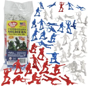 TimMee Plastic Army Men - Red White & Blue 72pc Soldier Figures - Made in USA
