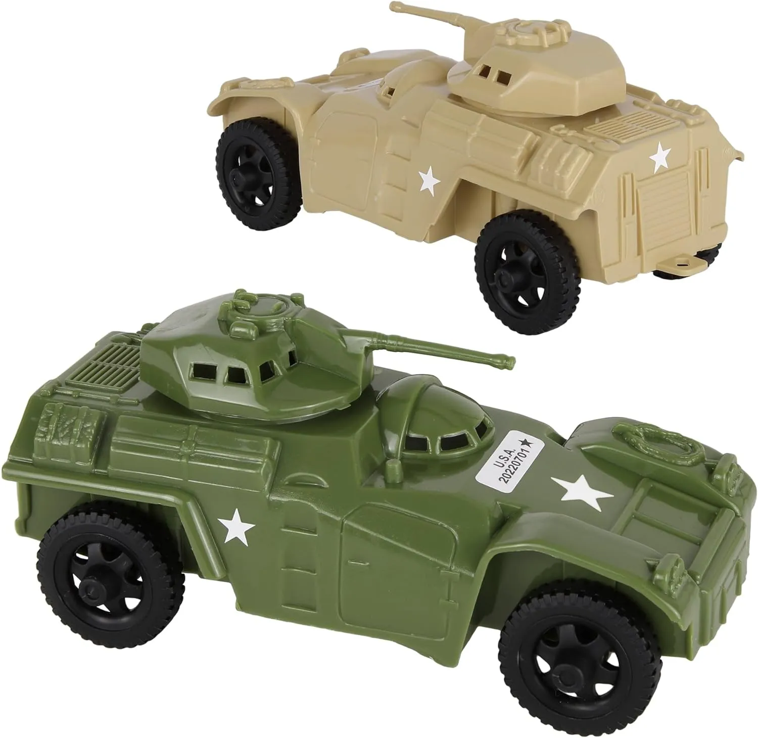 TimMee Recon Patrol Armored Cars OD Green & Tan Plastic Army Men Scout Vehicles