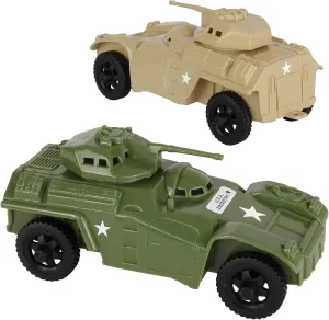 TimMee Recon Patrol Armored Cars OD Green & Tan Plastic Army Men Scout Vehicles