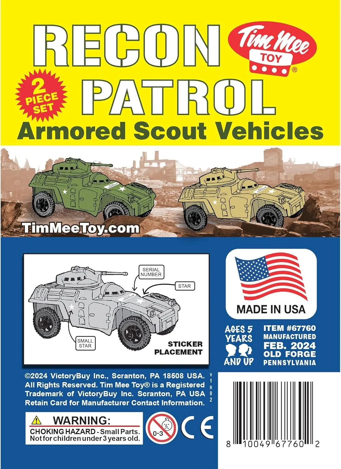 TimMee Recon Patrol Armored Cars OD Green & Tan Plastic Army Men Scout Vehicles