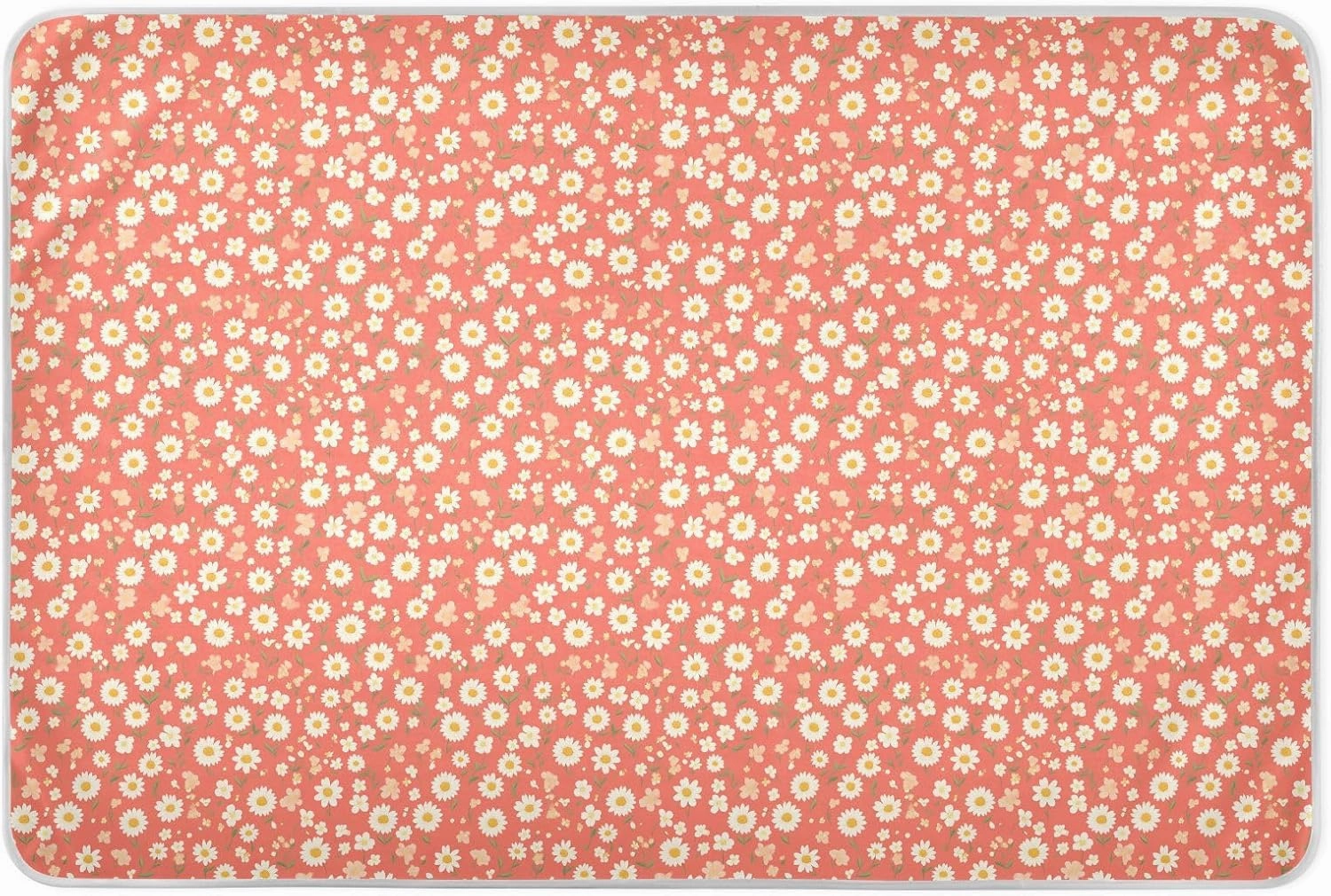 Tiny Daisies Flowers Extra Large Resuable Potty Training Pad Soft Absorbent Pads for Bed Anti-Lip Cradle Mattress for Kids Adults Pets 52" L x 34" W