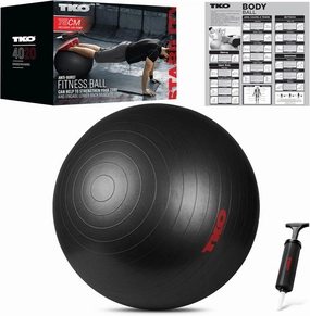 TKO Large Exercise Ball with Exercises & Pump - 65 or 74 cm Exercise Ball for Home Gym & Office Fitness - Professional-Grade Exercise Ball 65 or 75 cm for Stability, Balance & Core Strength