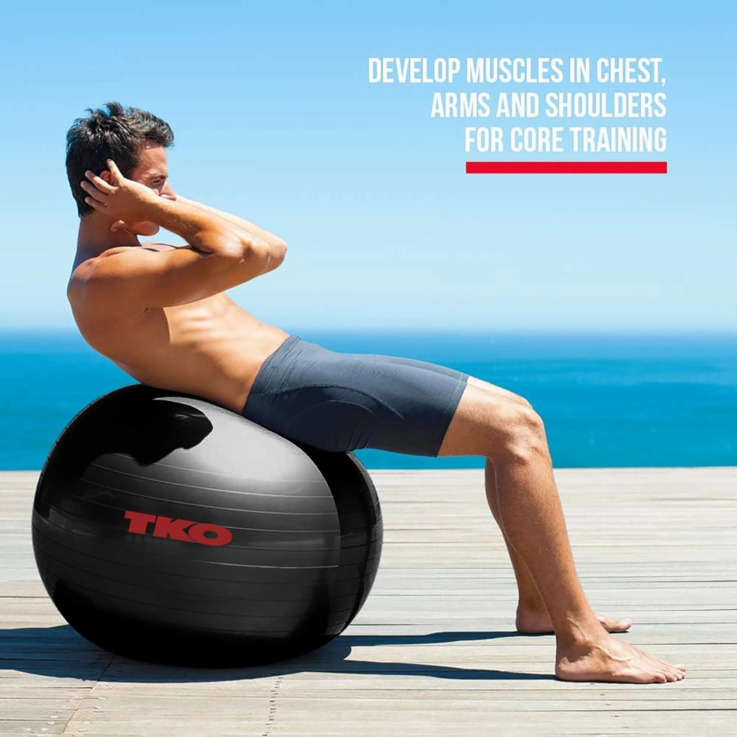 TKO Large Exercise Ball with Exercises & Pump - 65 or 74 cm Exercise Ball for Home Gym & Office Fitness - Professional-Grade Exercise Ball 65 or 75 cm for Stability, Balance & Core Strength
