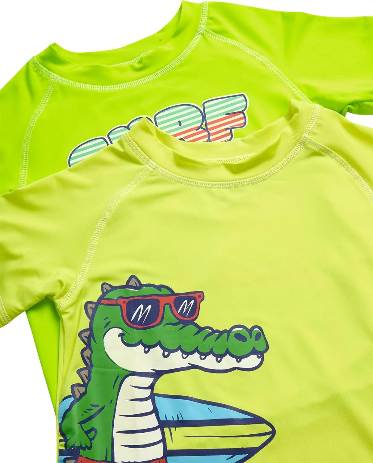 Toddler Baby Boys Swim Set - 4 Piece Swim Trunks and Short Sleeve Rash Guard for Boys Kids Swimwear (Sizes: 12M-7)