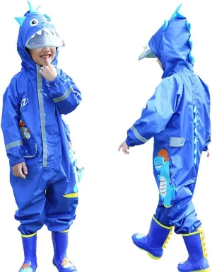 Toddler Rain Suit Baby Rain Suit with Hood Waterproof Coverall One Piece Rain Suit Kids (3-10 Years)