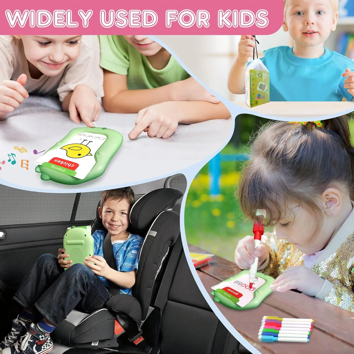 Toddler Toys Talking Flash Cards With Drawing for Toddlers 3-8 Years, 224 Sight Words for Montessori Learning, Pocket Speech Therapy & Autism Sensory Toys for Kids Educational Flashcards for Boys Gift
