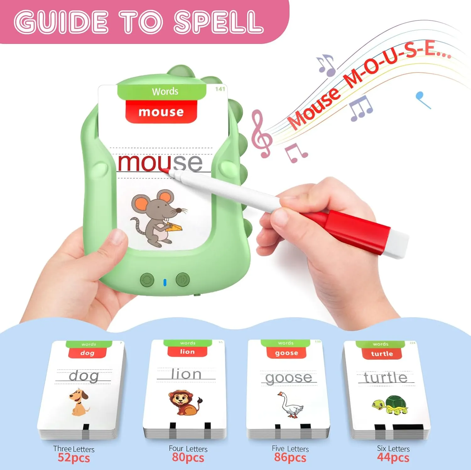 Toddler Toys Talking Flash Cards With Drawing for Toddlers 3-8 Years, 224 Sight Words for Montessori Learning, Pocket Speech Therapy & Autism Sensory Toys for Kids Educational Flashcards for Boys Gift