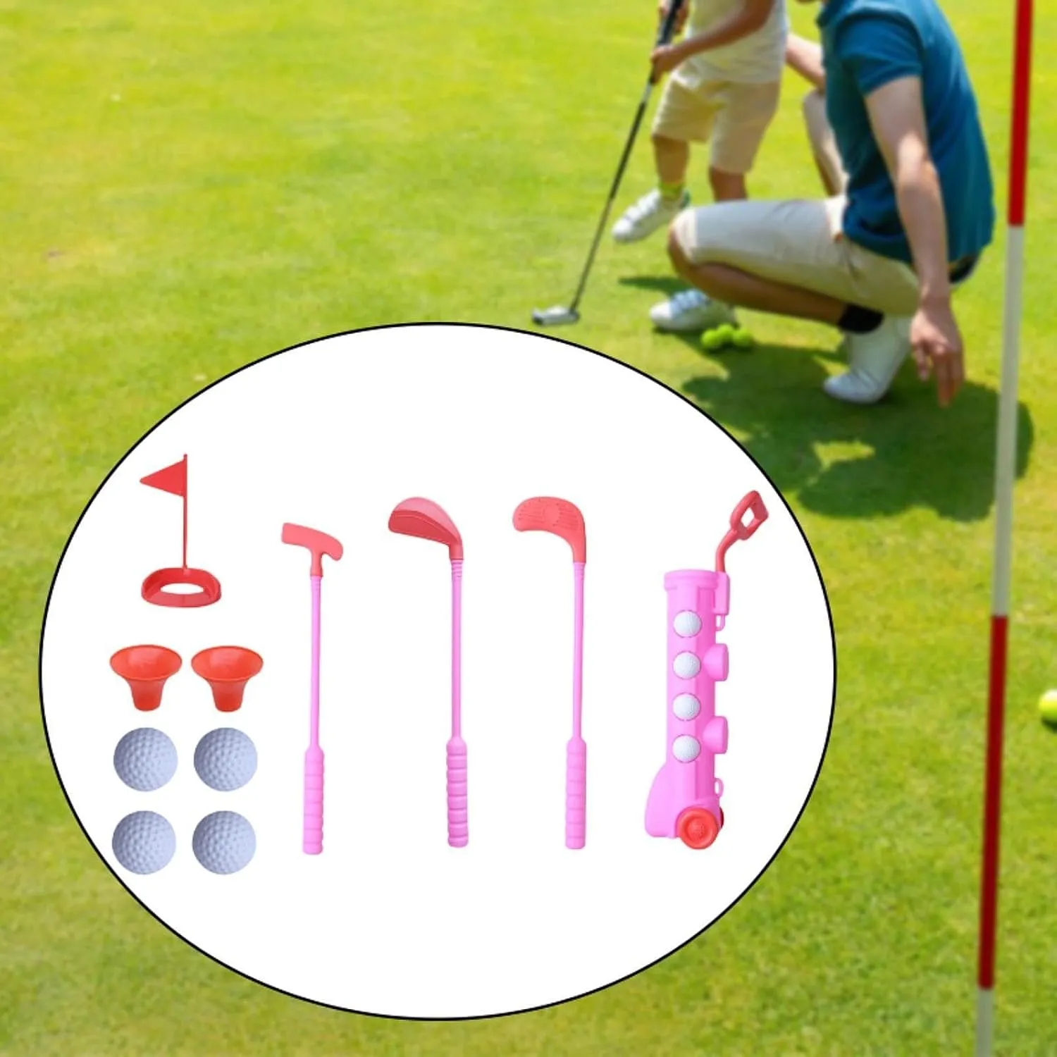 Toddlers Golf Set Kids Golf Club Gifts Hand Eye Coordination Sports Mini Golfs Play Set for Boys Girls 3 4 5 6 7 8 Years Old, Pink