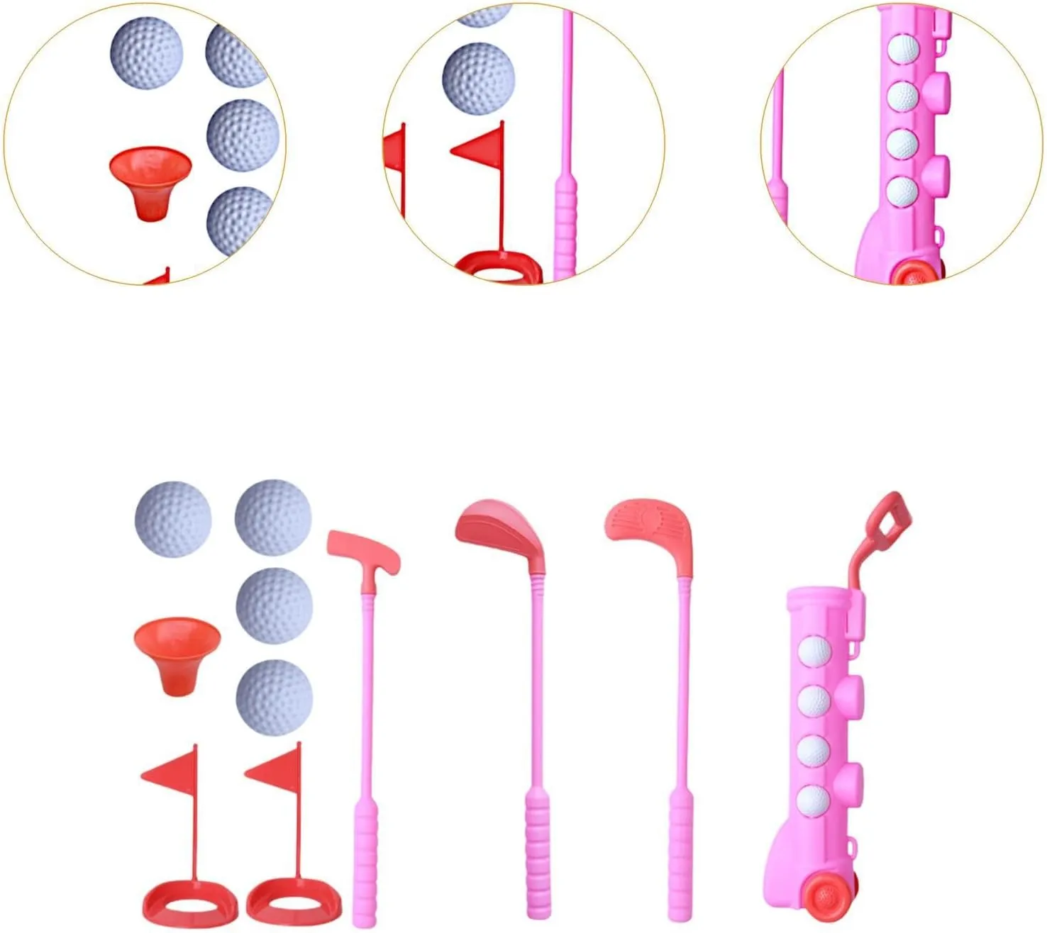 Toddlers Golf Set Kids Golf Club Gifts Hand Eye Coordination Sports Mini Golfs Play Set for Boys Girls 3 4 5 6 7 8 Years Old, Pink
