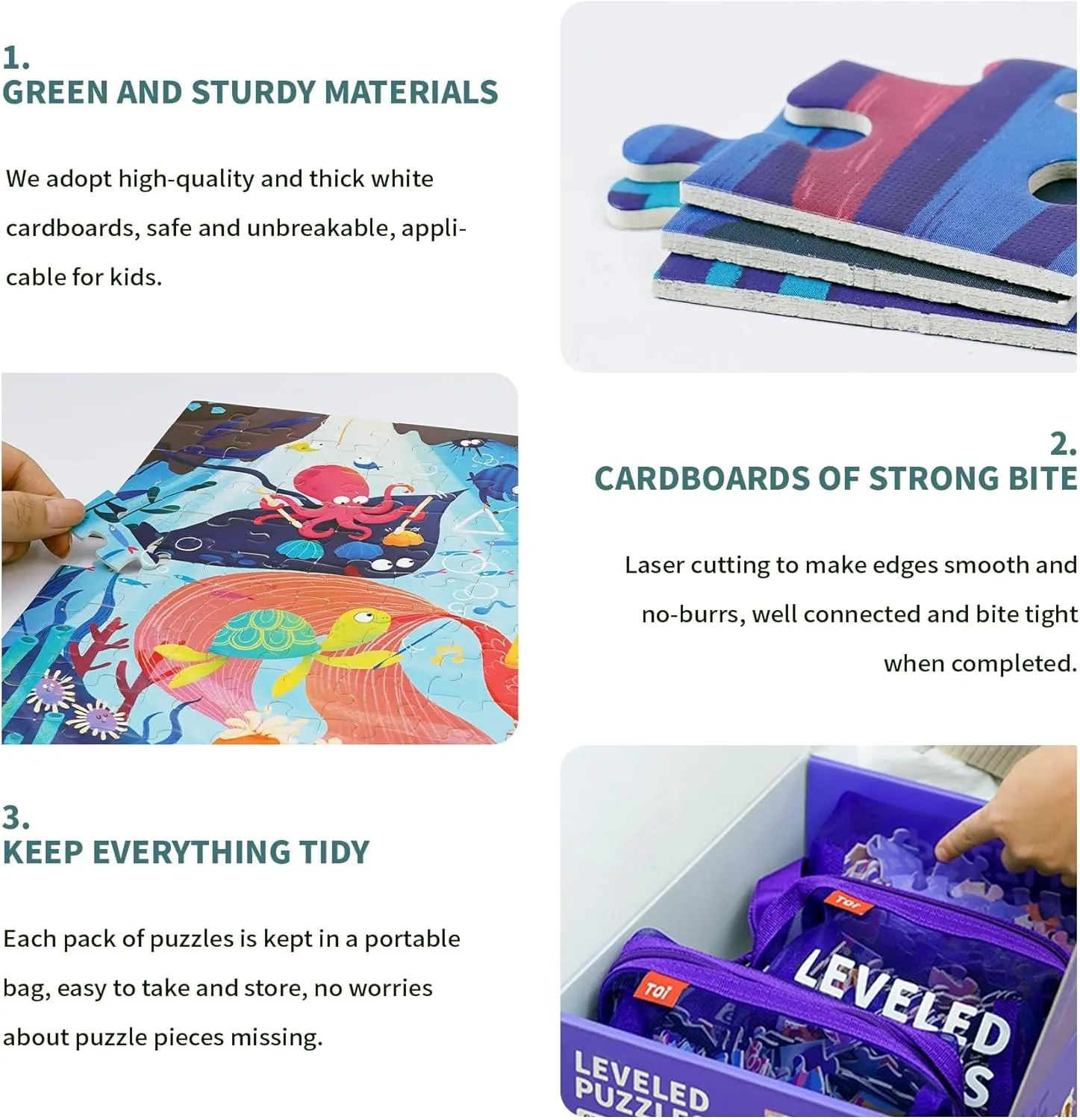 TOI Leveled Puzzles for Kids Aged 5 and Up, Toddler Puzzle Preschool Learning Jigsaw Puzzles, Large Pieces Educational Game for Boys Girls, Classic Education Step 6