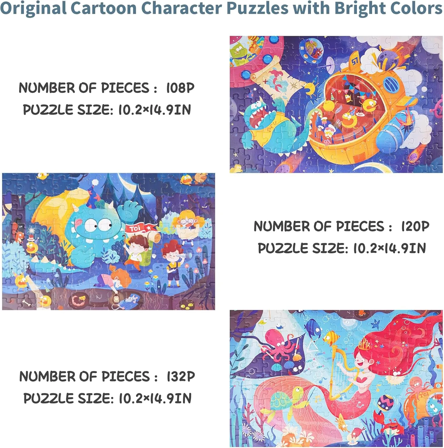 TOI Leveled Puzzles for Kids Aged 5 and Up, Toddler Puzzle Preschool Learning Jigsaw Puzzles, Large Pieces Educational Game for Boys Girls, Classic Education Step 6