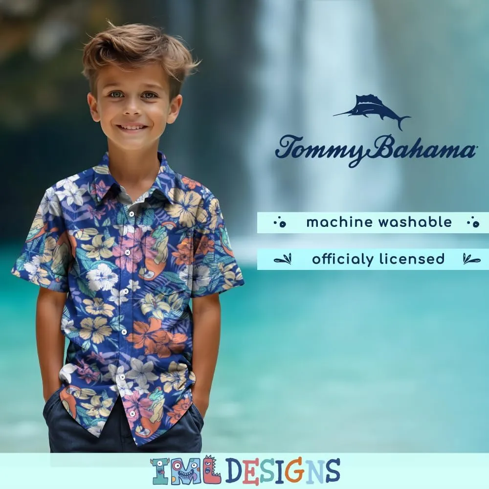 Tommy Bahama Boys Classic Woven Button-Down Shirt - Summer Short-Sleeve Hawaiian Shirt with Pocket for Kids
