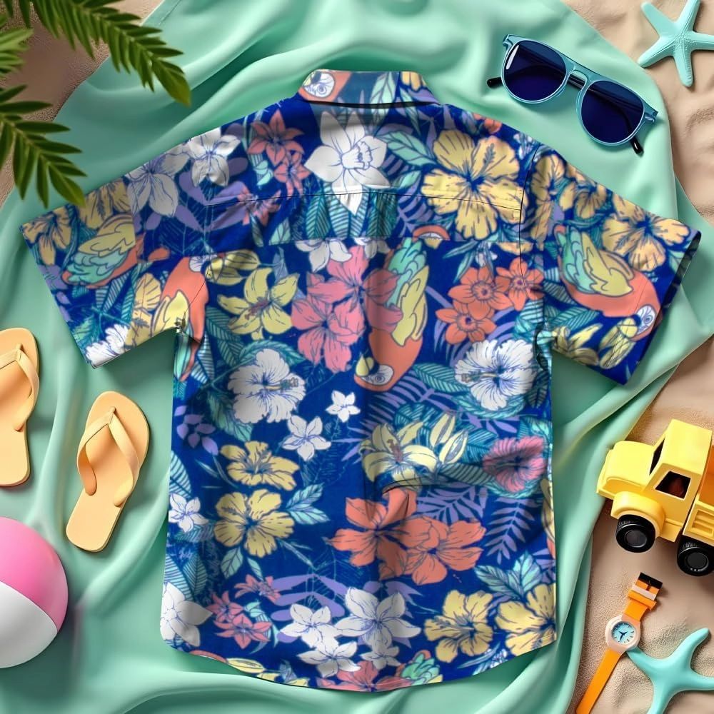 Tommy Bahama Boys Classic Woven Button-Down Shirt - Summer Short-Sleeve Hawaiian Shirt with Pocket for Kids