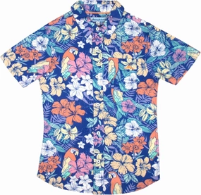Tommy Bahama Boys Classic Woven Button-Down Shirt - Summer Short-Sleeve Hawaiian Shirt with Pocket for Kids