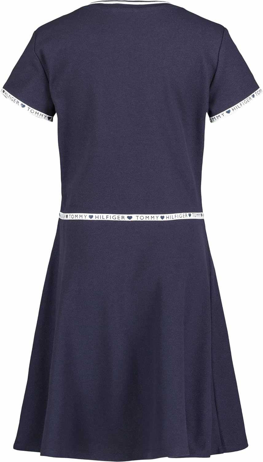 Tommy Hilfiger Girl's Short Sleeve Sporty Flag Taping Dress, Classic Style With Logo Design & Trim