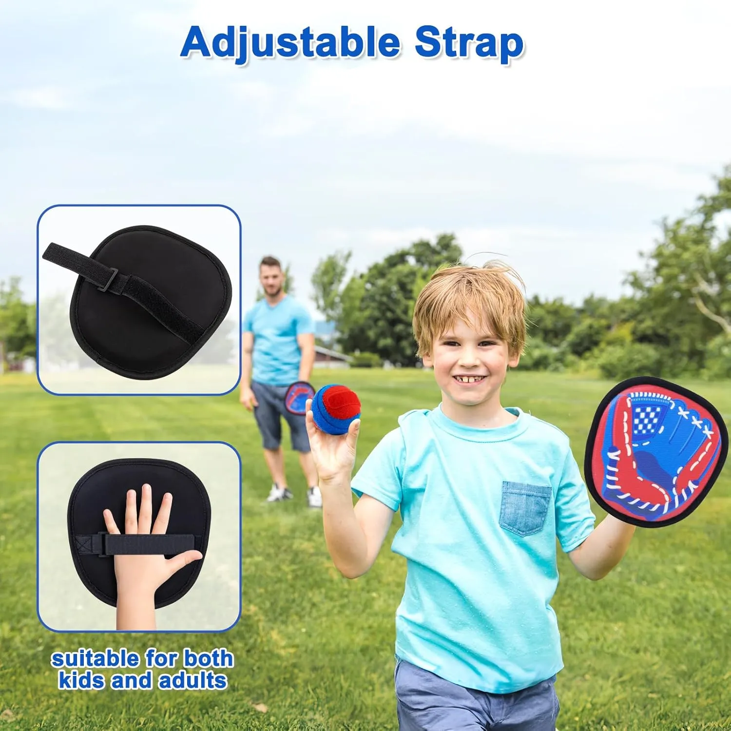 Toss and Catch Game Ball Set Beach Pool Outdoor Toys for Kids Ages 3-4 5-7 8-12, Yard Games Backyard Outside Toys for 3 4 5 6 7 8 Year Old Boys Girls Gift Toddler Baseball Training Glove