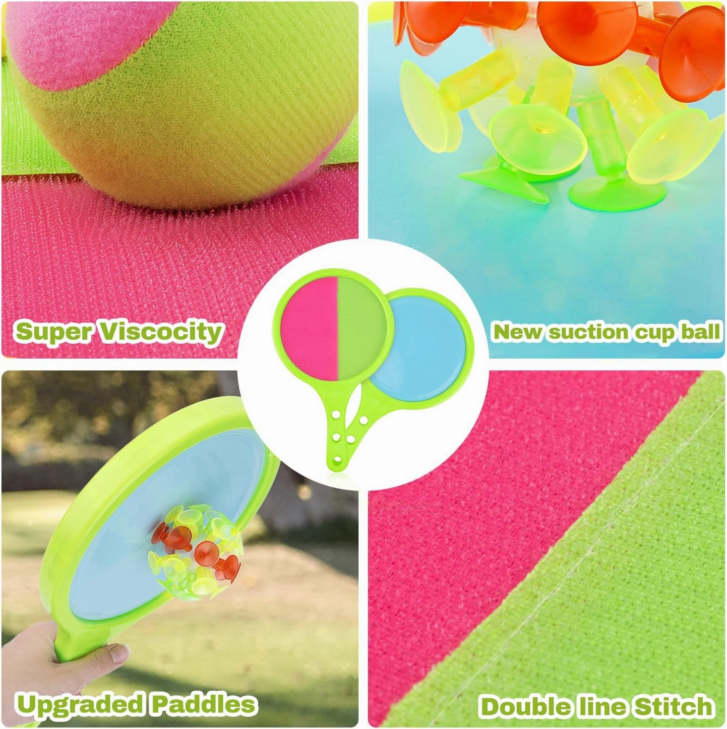 Toss and Catch Game for Kids: Toss and Catch Balls Set of 2 - Outdoor Catching Ball Paddle Toys for Ages 3  Beach Paddle Ball Sets for Yard, Backyard, Summer
