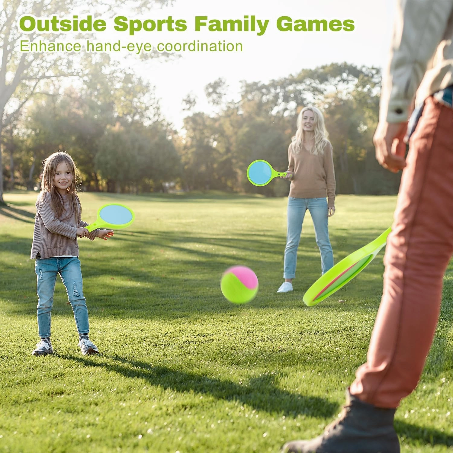 Toss and Catch Game for Kids: Toss and Catch Balls Set of 2 - Outdoor Catching Ball Paddle Toys for Ages 3  Beach Paddle Ball Sets for Yard, Backyard, Summer