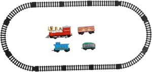 Totority Christmas Electric Train Boys and Girls Railway Track Toy Four Carriages Plastic Suitcase Safe Non-Fading Materials for Festival Fun and Learning