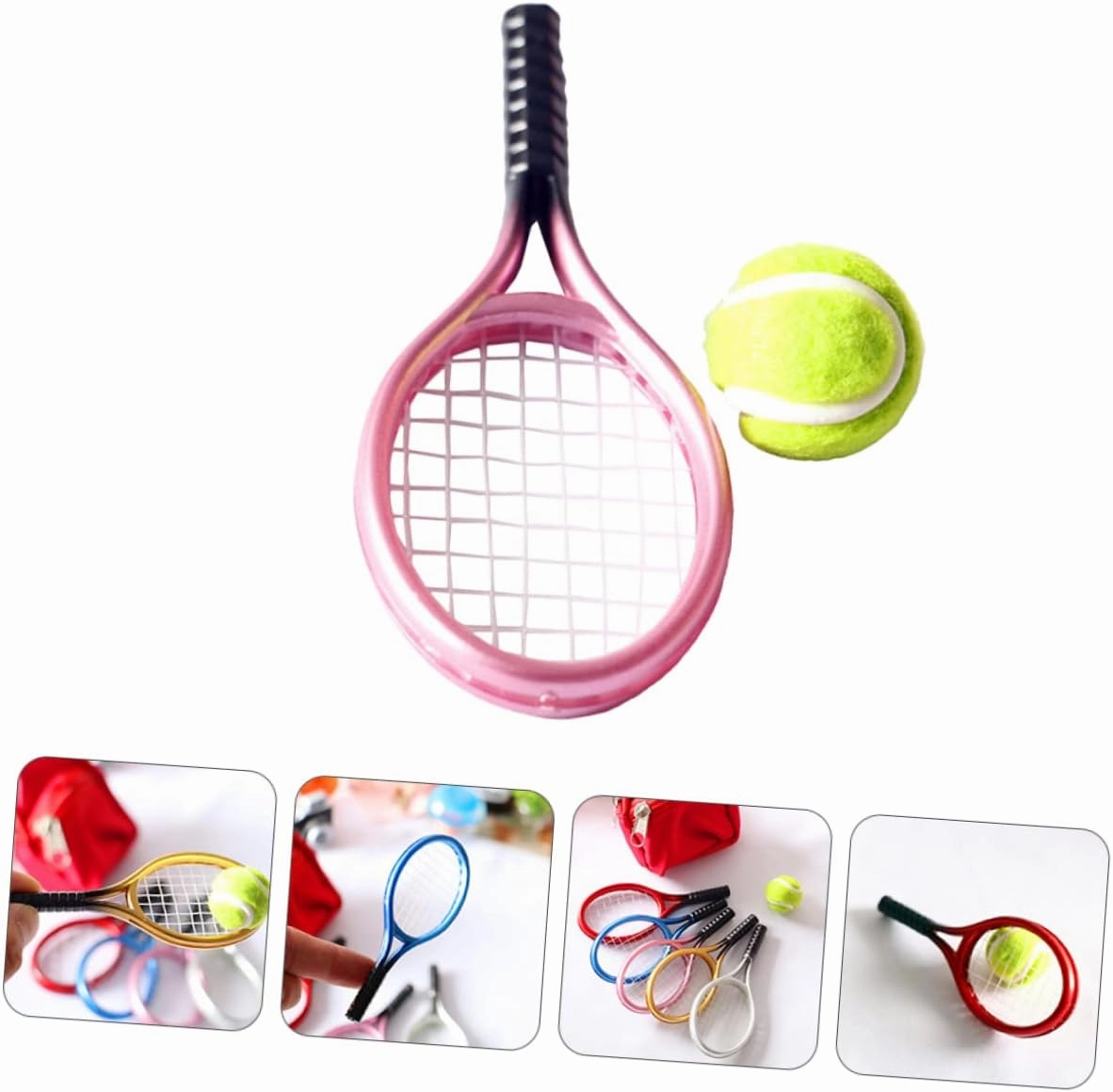 Totority Mini Tennis Rackets and Ball Model Creative and Chic Decor for Lightweight Design Miniature Ornament