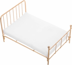 Totority Realistic Iron Frame Miniature Bed 1/12 Scale Dollhouse Bedding Comfortable Queen Size for Dollhouse Living Room Decor