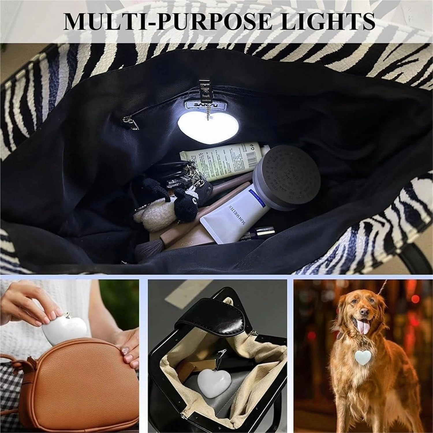 Touch Activated Purse Light, Purse Light Handbag Light, Heart Purse Light, Purse Light with Automatic Sensor, Small Portable Glow Purse Light, Mini Touch Purse LED Lamp (c#)