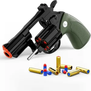Toy Gun Soft Bullet Toy Revolver,Can fire Sponge Bullets,with 40 Bullets,for Age of 6 7 8 9 10  Years Old Kid Boys Girls（Green）