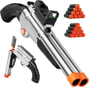 Toy Gun Soft Bullets, Double Barrel Shotgun Toy Toys Foam Blasters with EVA Darts, Shooting Games Education Toy Model for 8  Kids Boys Girls Adults Gifts
