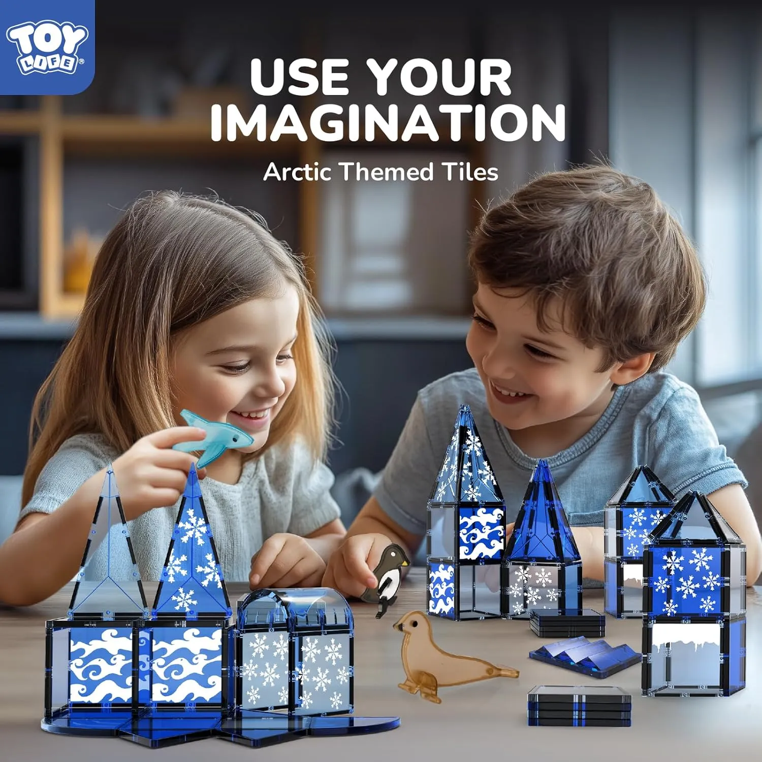 TOY Life Magnetic Tiles for Kids Ages 4-8, Magnetic Toys for Toddlers 3 , Magnet Tile Building Toy for Kids Ages 3-5, Magnet Building Tiles, Toddlers Preschool