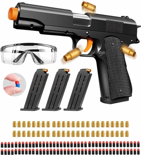 Toy Gun, Shell Ejecting Toy Gun with Soft Bullets, Educational Model Toy Pistol Shooting Game, Gifts for Kids Boys Girls