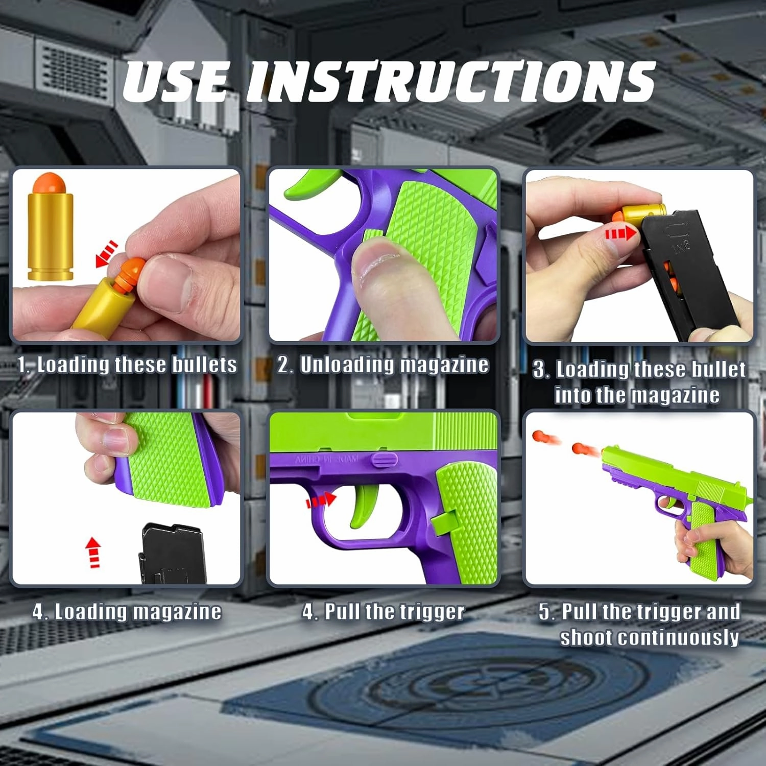 Toy Gun with Automatic Reloading Rebound Shell Ejecting and Soft Foam Blaster, Ideal for Shooting Games, Education Model Toys, Gift for Kids Boys Girls
