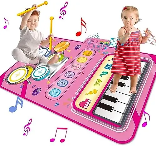 Toys for 1 Year Old Girl Gifts,2 in 1 Piano Mat Montessori Toys for 1 2 Year Old Girl,Educational Musical Toy First Birthday Gifts for 1 2 3 Year Old Girls,Christmas Stocking Stuffers for Toddler Girl