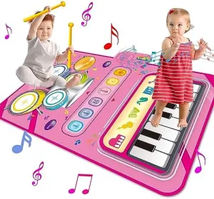 Toys for 1 Year Old Girl Gifts,2 in 1 Piano Mat Montessori Toys for 1 2 Year Old Girl,Educational Musical Toy First Birthday Gifts for 1 2 3 Year Old Girls,Christmas Stocking Stuffers for Toddler Girl
