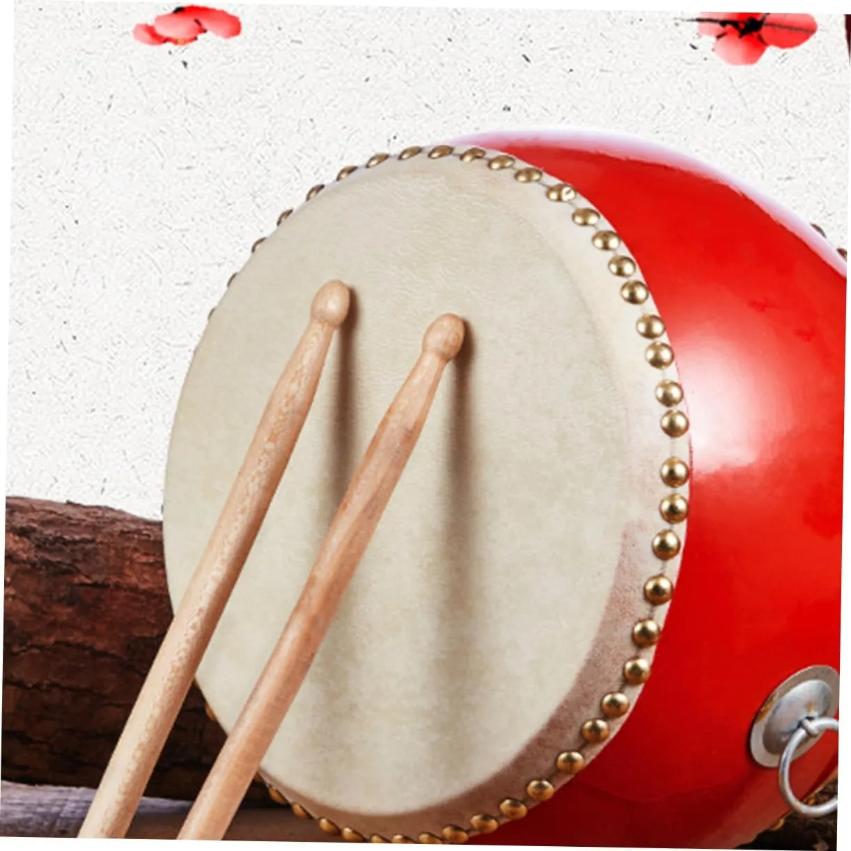 Toyvian Wooden Drum Percussion Instrument for Boys and Girls Music Toy with Sticks and Strap Design for Hand-Eye Coordination Development for Birthdays and Boy Girl Day