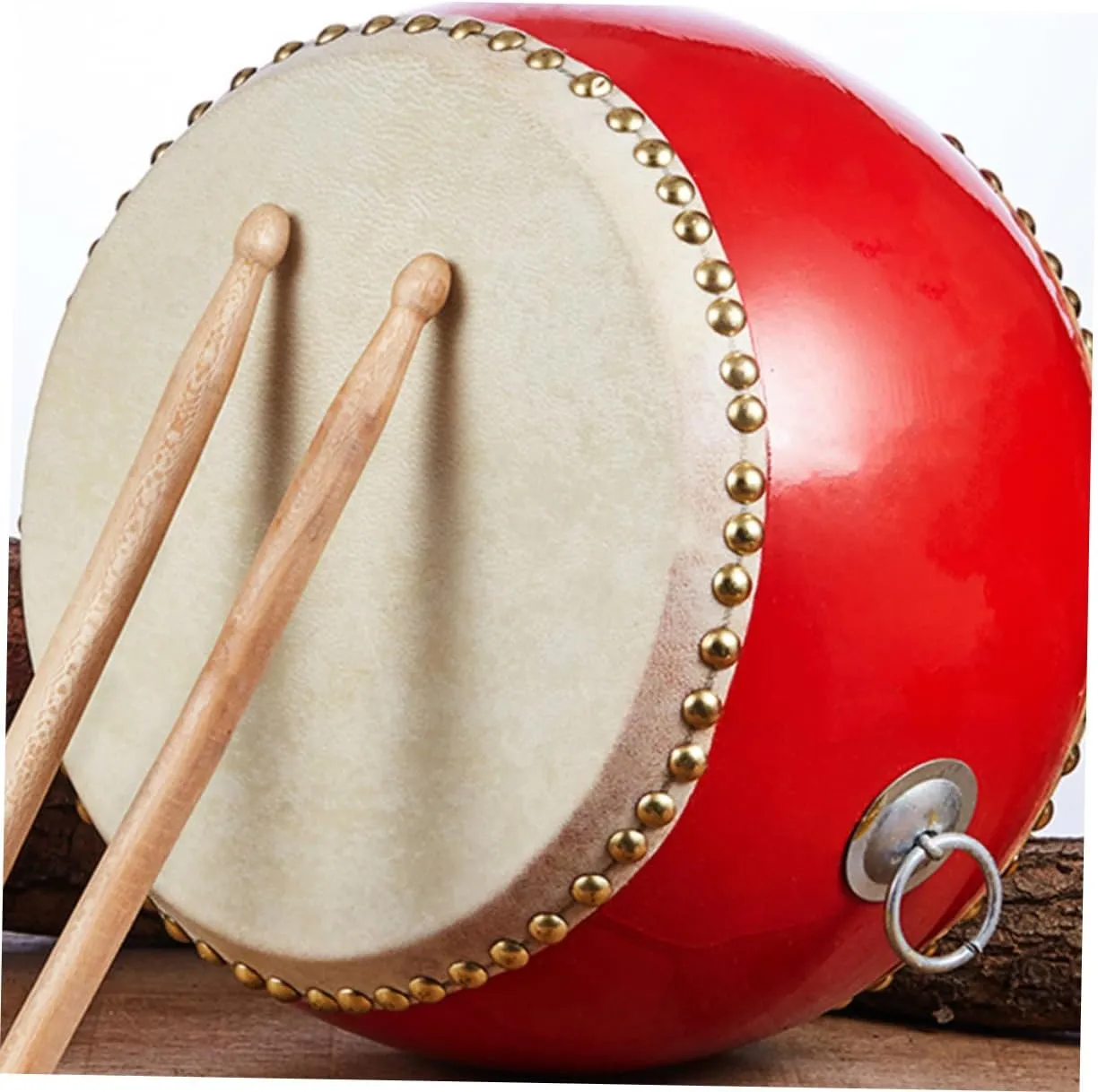 Toyvian Wooden Drum Percussion Instrument for Boys and Girls Music Toy with Sticks and Strap Design for Hand-Eye Coordination Development for Birthdays and Boy Girl Day