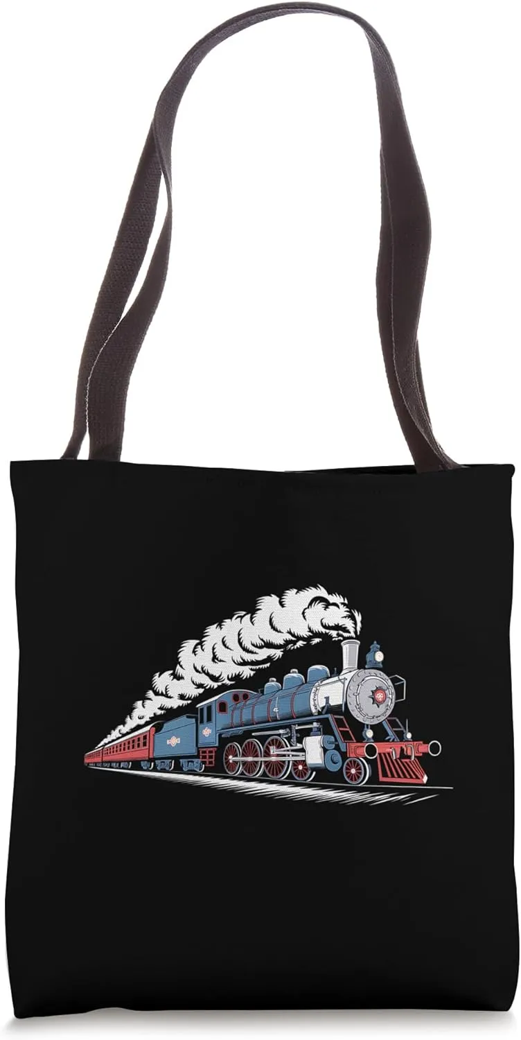 Train Railroad Locomotive Engine Retro Travel Gift Tote Bag