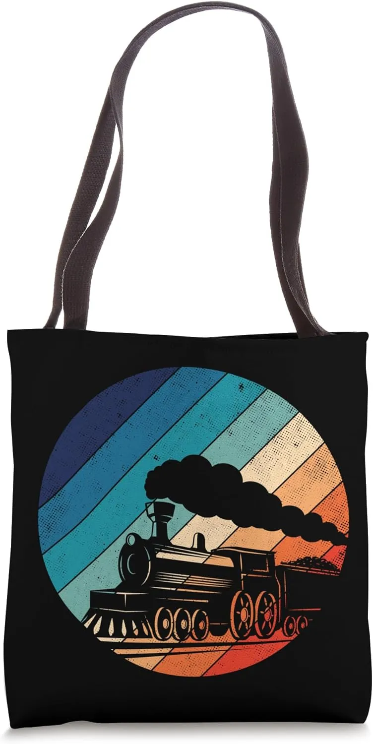 Train Railroad Vintage Retro Locomotive Old Model Tote Bag