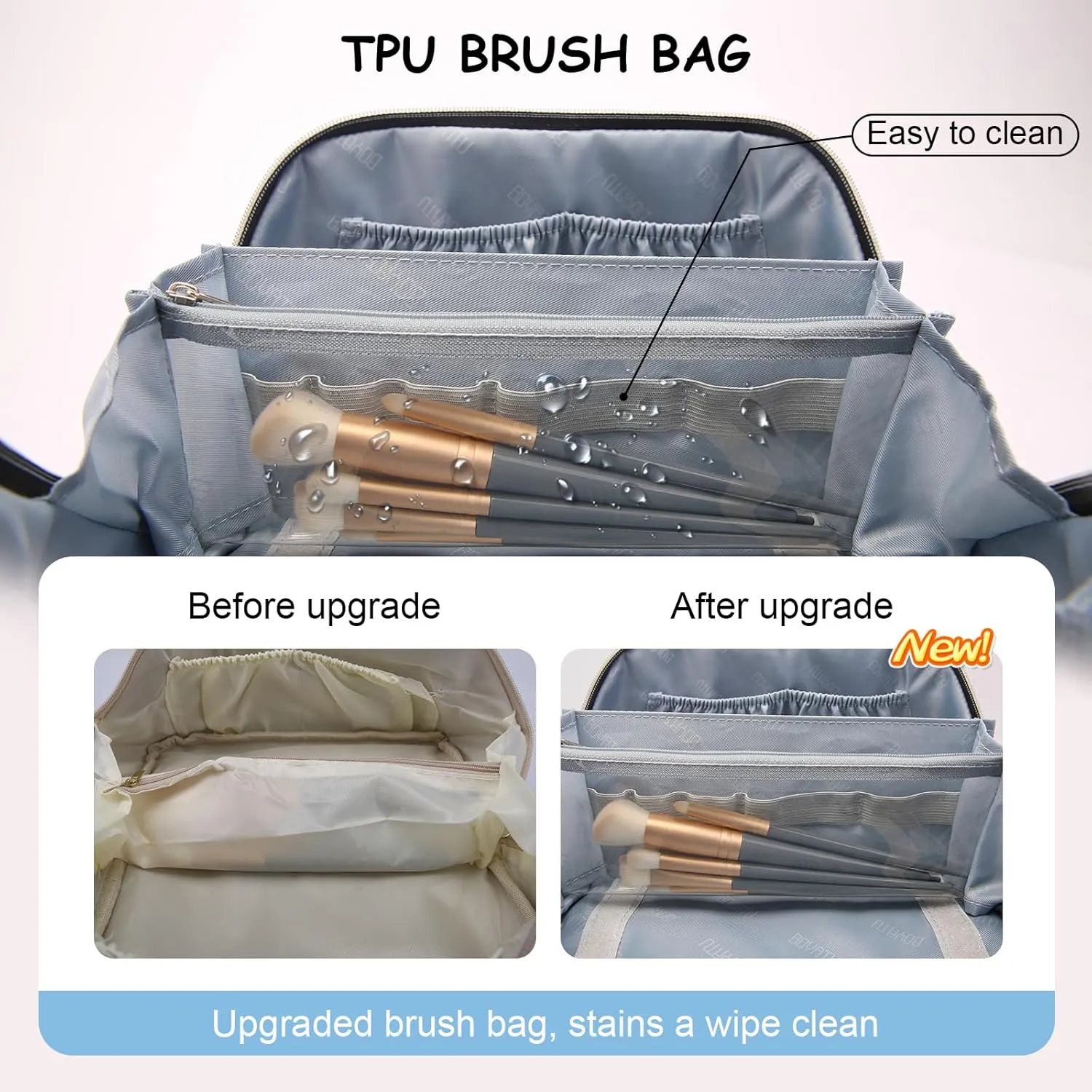 Travel Makeup Bags for Women Cosmetic Bag: Puffy Make up Bags Set of 3 - Vegan Leather Makeup Organizer - Waterproof Large Toiletry Bag with Compartments - Travel Essentials (01 Black)