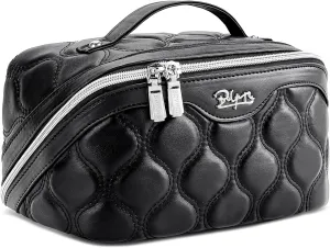 Travel Makeup Bags for Women Cosmetic Bag: Puffy Make up Bags Set of 3 - Vegan Leather Makeup Organizer - Waterproof Large Toiletry Bag with Compartments - Travel Essentials (01 Black)