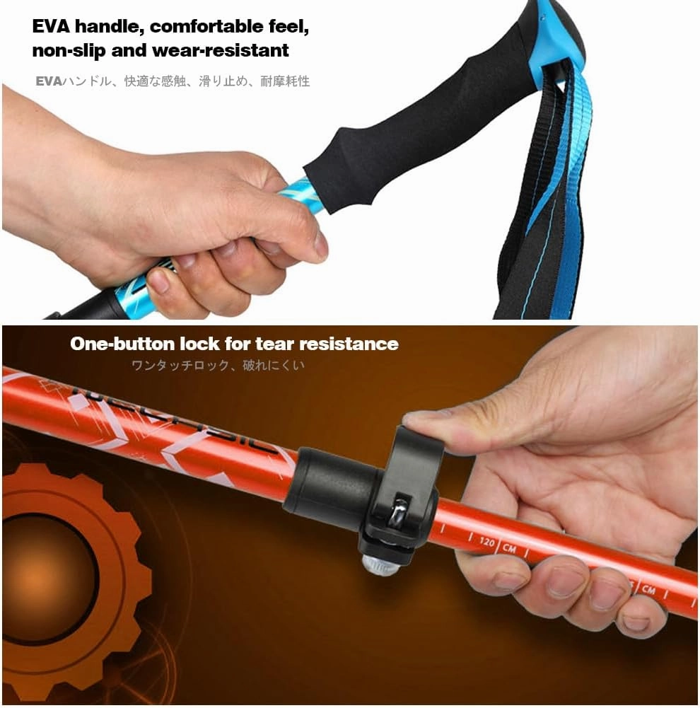 Trekking Poles for Hiking and Walking - Lightweight Aluminum Adjustable Hiker Walking Pole,Walking Sticks for Men, Women,Camping Gear 2 Pack