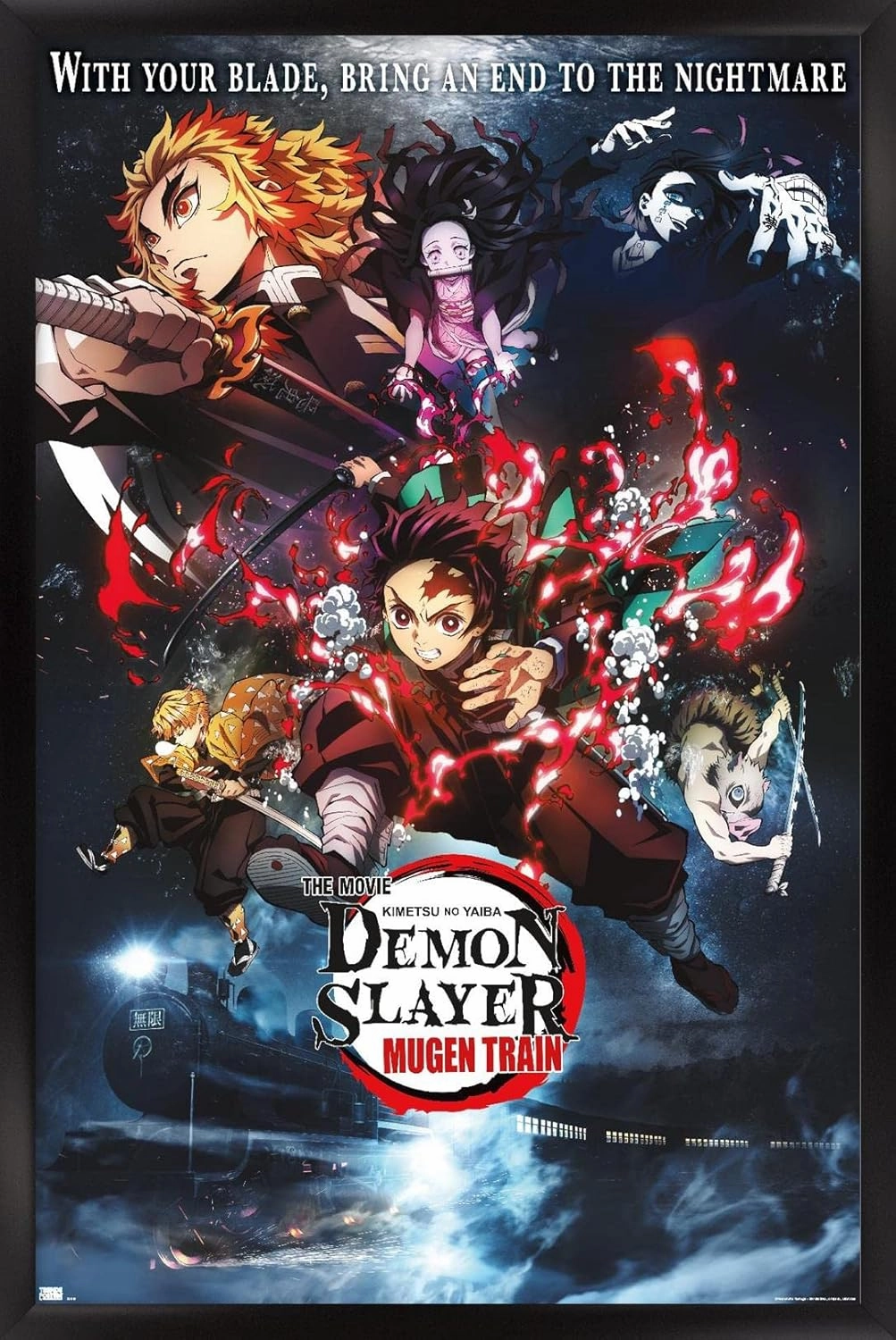 Trends International Demon Slayer: Mugen Train - Collage One Sheet Wall Poster, 22.375" x 34", Black Framed Version