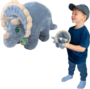 Triceratops from Deluxebase. 10 Inch Triceratops Plush Toy. Eco Friendly Child Safe Dinosaur Stuffed Animal Made from Recycled Plastic Bottles.