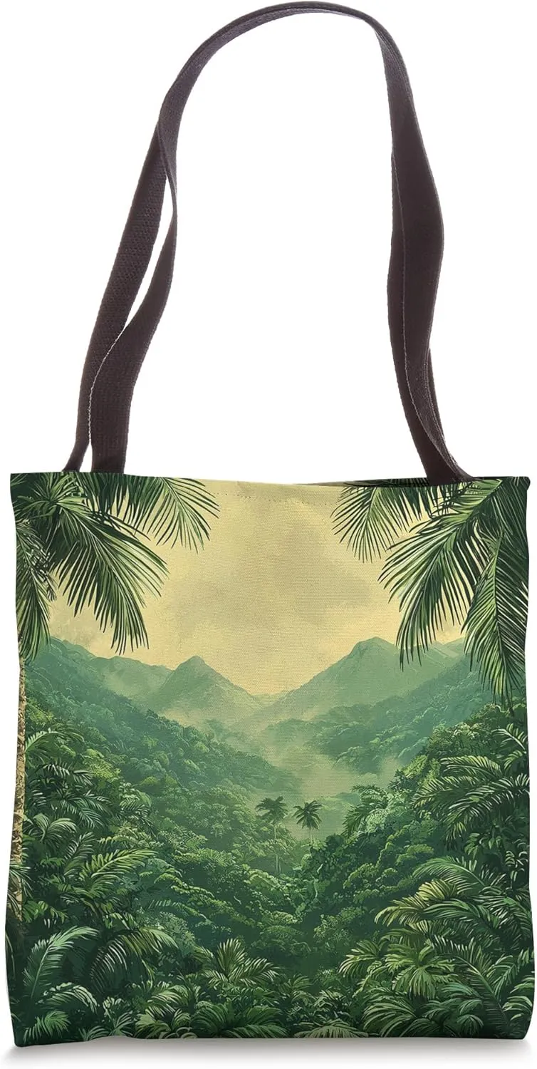 Tropical Rainforest Canopy Landscape Vintage Graphic Tote Bag