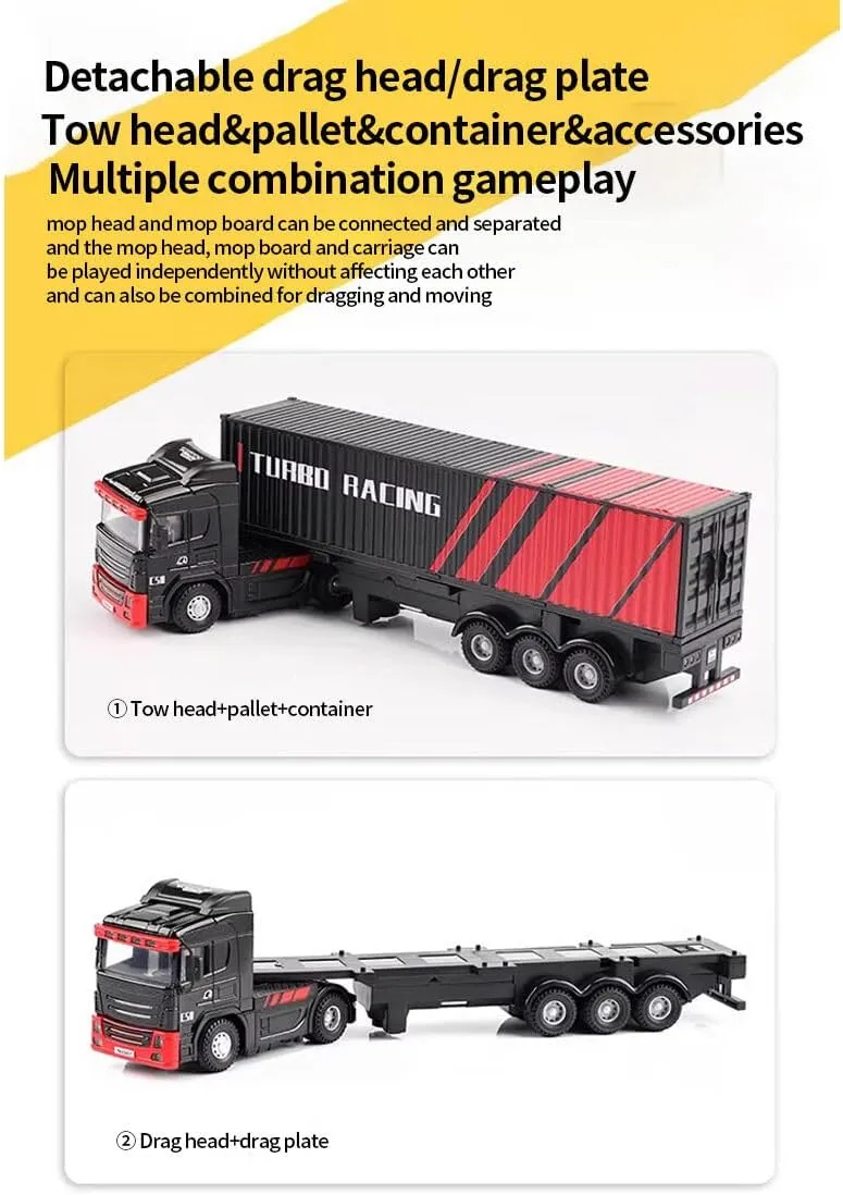 Turbo Racing C50-T 1/76 Scale Mini RC Drift Cars, 2.4G 3CH High Speed Remote Control Car, 4WD Off-Road Electric Remote Control Truck Tractor Model for Adults