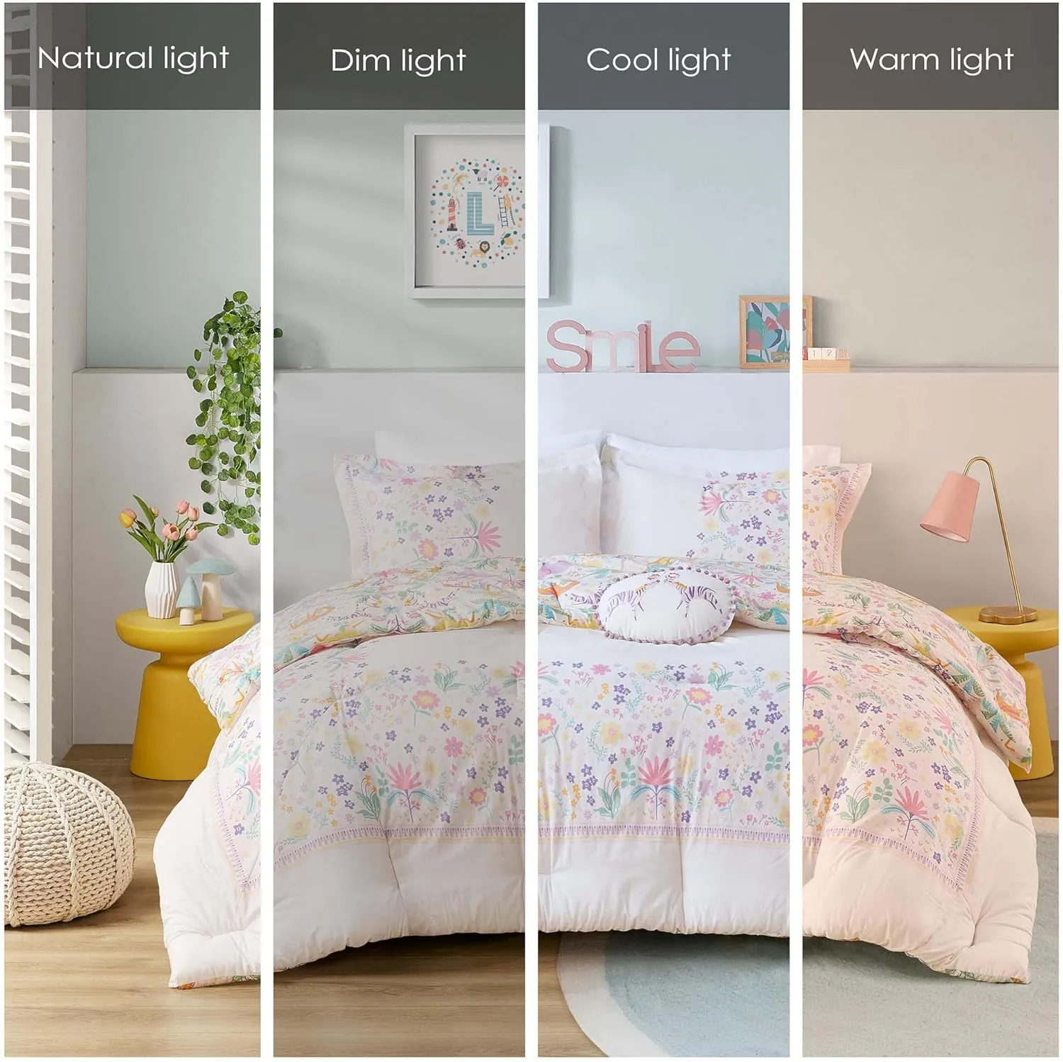 Twin Comforter Set, Favorite Jungle Animals Fun Safari Adventures Print, BCI Cotton Comforter, All Seasons Down Alternative Bedding, Sham & Pillow, Lulu, Twin Purple 3 Piece