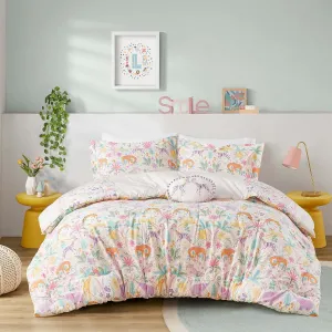 Twin Comforter Set, Favorite Jungle Animals Fun Safari Adventures Print, BCI Cotton Comforter, All Seasons Down Alternative Bedding, Sham & Pillow, Lulu, Twin Purple 3 Piece